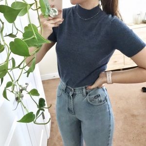 vintage short sleeve mock neck shirt